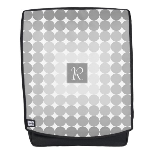 Moderne graue Kreise Monogramm Rucksack (Vorderseite)