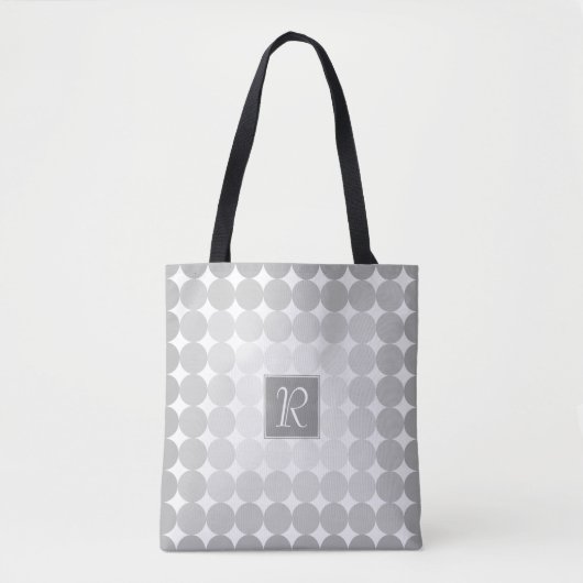 Moderne graue Kreise Monogramm Tasche (Vorderseite)