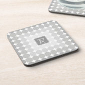 Moderne graue Kreise Monogramm Untersetzer (Linke Seite)