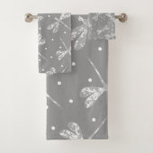 Moderne graue Libellen  Badhandtuch Set (Insitu)