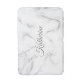 Moderne graue Marmortextur mit Ihrem Namen Badematte (Vorderseite Vertikal)