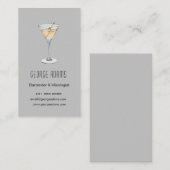 Moderne graue Martini-Barkeeper-Visitenkarte Visitenkarte (Vorne/Hinten)