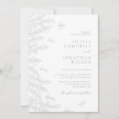 Moderne graue Minimal-Blätter Botanische Hochzeit Einladung (Vorderseite)