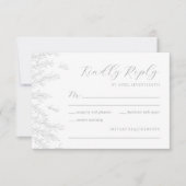 Moderne graue Minimal-Blätter Hochzeit RSVP Karte (Vorderseite)