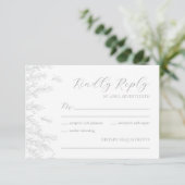 Moderne graue Minimal-Blätter Hochzeit RSVP Karte (Stehend Vorderseite)