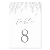 Moderne graue Minimal-Blätter Hochzeit Tischnummer (Rückseite)