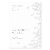 Moderne Graue Minimal-Blätter Platzkarte Tischnummer (Vorderseite)