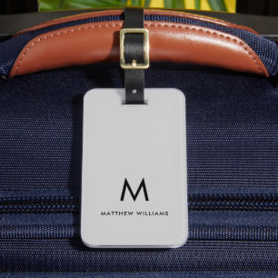 Moderne graue Minimal Monogram kundenspezifisch Gepäckanhänger