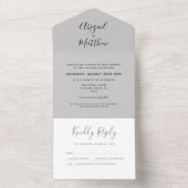 Moderne, graue Minimalistische Handschrift All In One Einladung (Innen Boden)