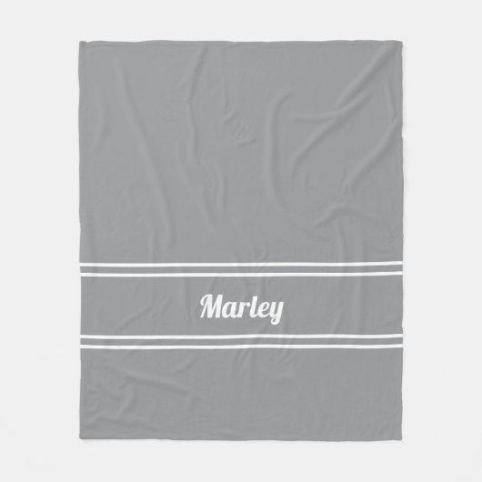 Moderne graue Minimalname Monogramm-Skriptvorlage Fleecedecke (Vorderseite)