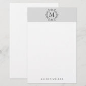 Moderne graue Mit Monogramm Stationerie Briefpapier (Vorne/Hinten)