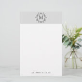 Moderne graue Mit Monogramm Stationerie Briefpapier (Stehend Vorderseite)