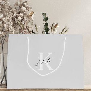 Moderne graue Monogram Bridesmaid Vorschlag Gift B Große Geschenktüte