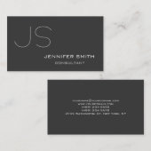 Moderne graue Monogram Consultant-Visitenkarte Visitenkarte (Vorne/Hinten)