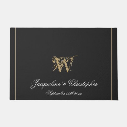 Moderne graue Monogram-Namen Newlyweds Wedding Fußmatte (Vorderseite)
