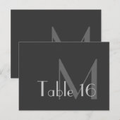 Moderne graue Monogram-Tischnummer-Karten Postkarte (Vorne/Hinten)