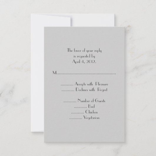 Moderne graue Monogramm-Antwortkarten mit Menüopti RSVP Karte (Vorderseite)