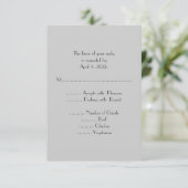 Moderne graue Monogramm-Antwortkarten mit Menüopti RSVP Karte (Stehend Vorderseite)