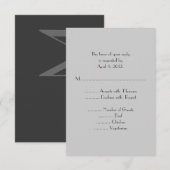Moderne graue Monogramm-Antwortkarten mit Menüopti RSVP Karte (Vorne/Hinten)