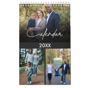 Moderne graue Multi-Foto Familie & Freunde maßges Kalender