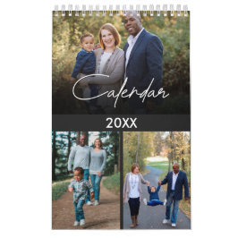 Moderne graue Multi-Foto Familie & Freunde maßgesc Kalender