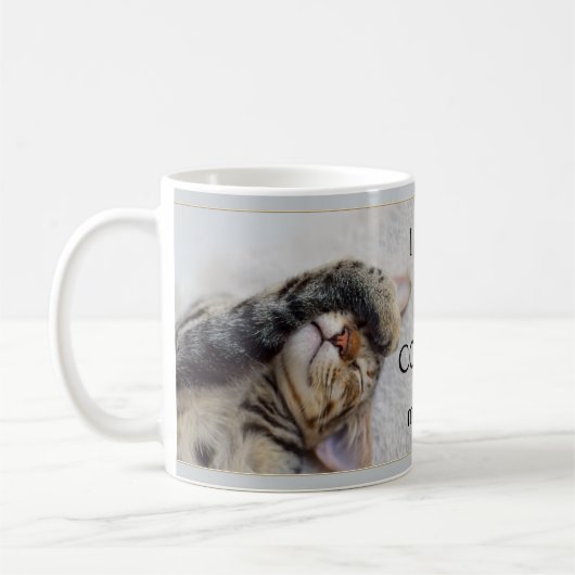 Moderne graue Niedliche Funny Cat Tasse (Links)