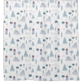 Moderne Graue Pflaumenbaume Baummuster Duschvorhang (Vorderseite)