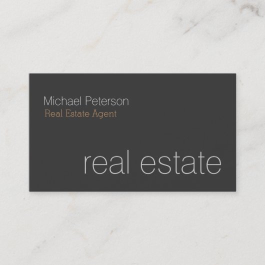 Moderne Graue Real Anwesen Agent Business Card Visitenkarte (Vorderseite)