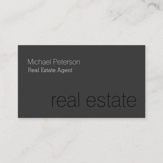 Moderne Graue Real Anwesen Agent Business Card Visitenkarte (Vorderseite)