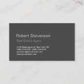 Moderne Graue Real Anwesen Standard Business Card Visitenkarte (Rückseite)