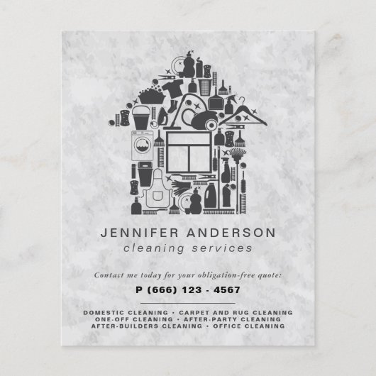 Moderne graue Reinigungsdienste Flyer (Vorne)