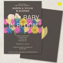 Moderne graue Riso-Druck-Blumen-Baby-Party