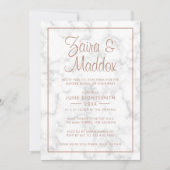 Moderne graue Rose Gold Script Gender Reveal Einladung (Vorderseite)