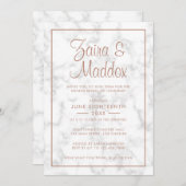 Moderne graue Rose Gold Script Gender Reveal Einladung (Vorne/Hinten)