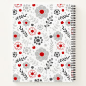 Moderne graue rote Floral Monogramm Sketch Notizblock (Rückseite)