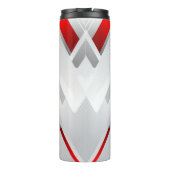 Moderne graue rote geometrische Monogramm Thermosbecher (Rückseite)