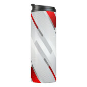 Moderne graue rote geometrische Monogramm Thermosbecher (Nach rechts gedreht)