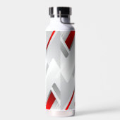 Moderne graue rote geometrische Monogramm Trinkflasche (Links)