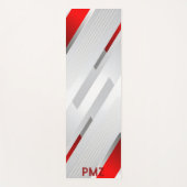 Moderne graue rote geometrische Monogramm Yogamatte (Vorderseite)