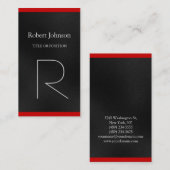 Moderne graue rote Monogram-Visitenkarte Visitenkarte (Vorne/Hinten)