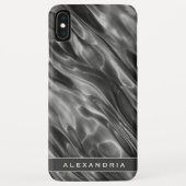 Moderne graue Satin Print | Monogramm oder Name Case-Mate iPhone Hülle (Rückseite)