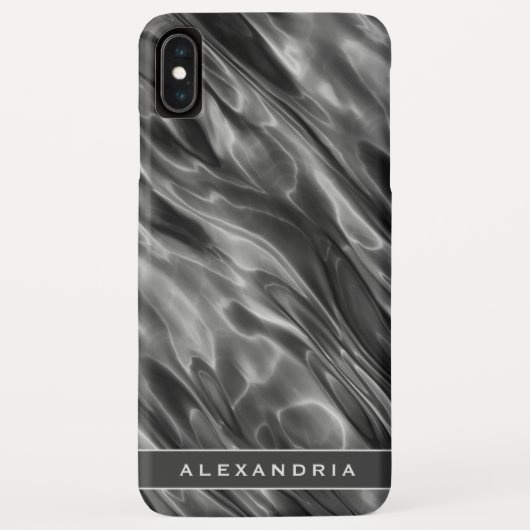 Moderne graue Satin Print | Monogramm oder Name Case-Mate iPhone Hülle (Rückseite)