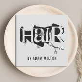 Moderne graue Schwarz-Schere Haarstylistin Quadratische Visitenkarte