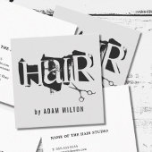 Moderne graue Schwarz-Schere Haarstylistin Quadratische Visitenkarte