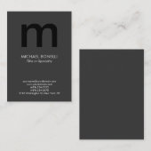 Moderne, graue, schwarze Monogramm-Visitenkarte Visitenkarte (Vorne/Hinten)