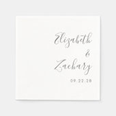 Moderne graue Script-Hochzeit Serviette (Vorderseite)