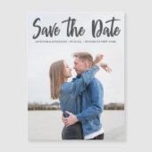 Moderne graue Script Save the Date Foto Magnet Car (Vorderseite)