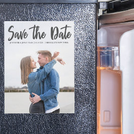 Moderne graue Script Save the Date Foto Magnet Car