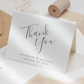 Moderne graue Script Wedding Danke Karte