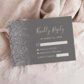 Moderne graue Silver Imitate Glitzer Edge RSVP Karte